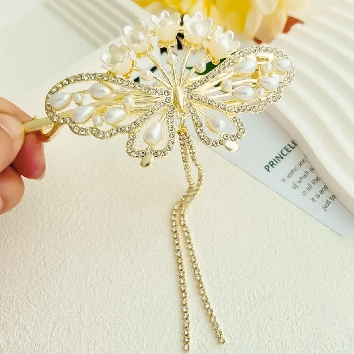 Crystal Butterfly Hair Clip, Flower Ponytail Pearl Hairpin, Women Rhinestones Tassel Hair Clip, Ponytail Buckle Pearl Hairpin, Girl Barrette Hairclip, Women Hair Styling Accessories Crystal Butterfly Hair Clip, Flower Ponytail Pearl Hairpin, Women Rhinestones Tassel Hair Clip, Ponytail Buckle Pearl Hairpin, Girl Barrette Hairclip, Women Hair Styling Accessories